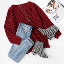 Vestido Sweater Feminina Casual Estilo Inverno Manga comprida Curto