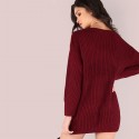 Vestido Sweater Feminina Casual Estilo Inverno Manga comprida Curto