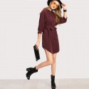 Elegant Women's Casual Dress Asymmetric Female Burgundy