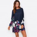 Vestido Floral Feminino Casual Basico Manga Comprida Curto