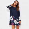 Vestido Floral Feminino Casual Basico Manga Comprida Curto