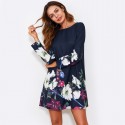 Vestido Floral Feminino Casual Basico Manga Comprida Curto