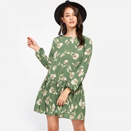 Women's Casual Floral Dress Autumn Style Casual