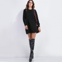 Vestido Casual Basico Feminino Estilo Inverno Manga Comprida Breve