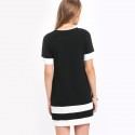 Women's Striped Dress Casual Short Style Black White Short Sleeve