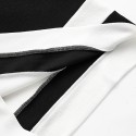 Vestido Listrado Feminino Casual Curto Estilo Preto Branco Manga Curta