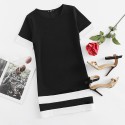 Women's Striped Dress Casual Short Style Black White Short Sleeve