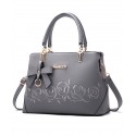Beautiful Women's Casual Bag With Bow And Rose Flower Handles Leather