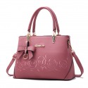 Bolsa Feminina Linda Casual com Laço e Alças Flores Rosa Couro