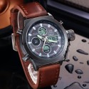 Watch Military Male Bracelet Leather Quartz Stainless Steel