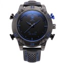 Watch Sports Racing Blue Quartz Bracelet Stainless Leather