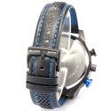 Watch Sports Racing Blue Quartz Bracelet Stainless Leather