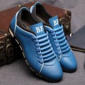 Sapatenis Social Masculino em Couro Azul Calçados Elegante Sapato Casual