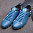 Sapatenis Social Masculino em Couro Azul Calçados Elegante Sapato Casual