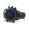 Watch Sports Racing Blue Quartz Bracelet Stainless Leather