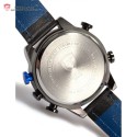 Watch Sports Racing Blue Quartz Bracelet Stainless Leather