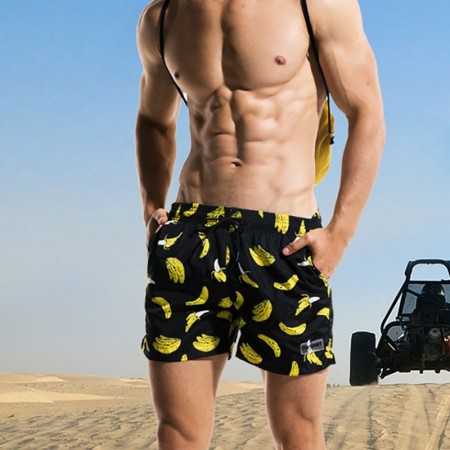 Short Batedeira Estampado Bananas Masculino Curto Moda Verão Praia