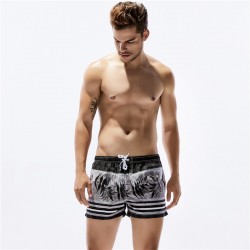 Short Curto Masculino de Batedeira Estampado Floral Listrado Piscina