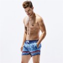 Short Curto Masculino de Batedeira Estampado Floral Listrado Piscina