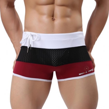 Men's BodyBuilding Underwear Fashion Summer Beach Striped Sunga