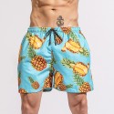 Black and Blue Pineapple Short Sleeve Men's Casual Slim