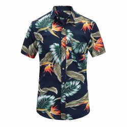 Camisa Floral Macho Moda Estampa Folhagem Moda Havaiana Masculina