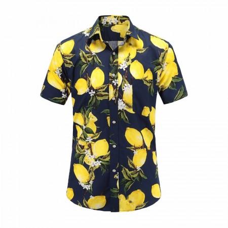 Camisa Floral Macho Moda Estampa Folhagem Moda Havaiana Masculina