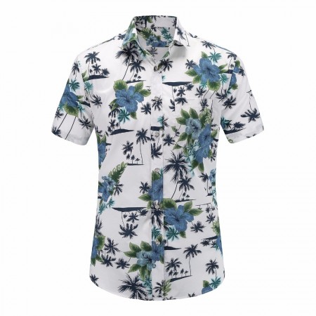 Floral Shirt Male Fashion Foliage Hawaiian Fashion Foliage