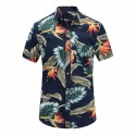 Camisa Floral Macho Moda Estampa Folhagem Moda Havaiana Masculina