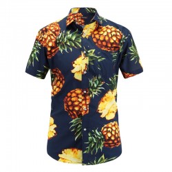 Men's Floral Print Pineapple Shirt Hawaiian Male Fashion