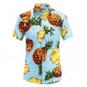 Men's Floral Print Pineapple Shirt Hawaiian Male Fashion