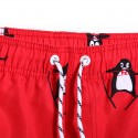 Short de Batedeira Vermelho Masculino Casual Pinguim Estampado