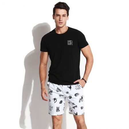 Bermuda Masculina Branca Minimalista Casual Linda Estampa Dálmata