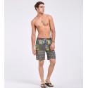 Bermuda Tropical Folhas de Palmeira Masculina Estampado Escuro Listras