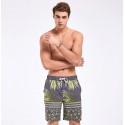 Bermuda Tropical Folhas de Palmeira Masculina Estampado Escuro Listras