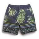 Bermuda Tropical Folhas de Palmeira Masculina Estampado Escuro Listras