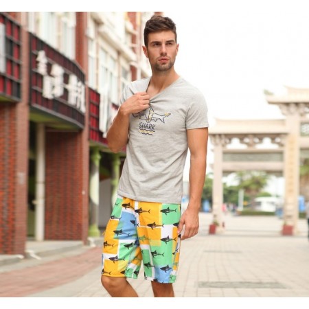 Bermuda Print Colored Men Casual Fish Fabric Haute Couture