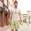 Bermuda Estampado Colorido Masculino Casual Peixes Tecido Alta Costura