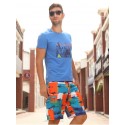 Bermuda Print Colored Men Casual Fish Fabric Haute Couture