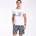 Short Curto Havaiano Masculino de Praia Férias de Verão Estampado