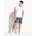 Men's Elastic Gray Short Banana Pattern Foliage Black