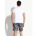 Men's Elastic Gray Short Banana Pattern Foliage Black