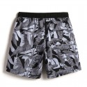 Short Cinza de Elástico Masculino Estampa Bananal Folhagem Preto