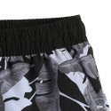 Short Cinza de Elástico Masculino Estampa Bananal Folhagem Preto