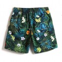 Short Masculino Florido Estampa folhas de Palmeiras e Flores Tropicais