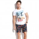 Short de Banho Florido Masculino Curto Férias de Verão na Praia