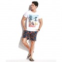 Short de Banho Florido Masculino Curto Férias de Verão na Praia