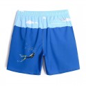 Short de Banho Azul Estampado com Barco e Tubarão Masculino Curto