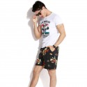 Short Preto Galaxia Estampado Masculino de Batedeira Estiloso Curto