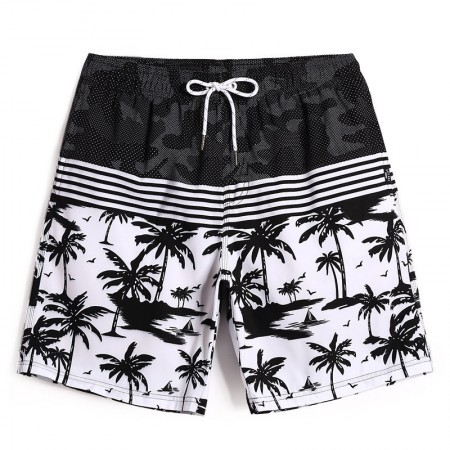 Men's Beach Short Striped Hawaiian Print Fashion Summer